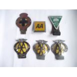 A small collection of vintage automobile radiator badges to include several AA examples, Malayan