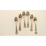 A set of six Scottish silver teaspoons, Peter Aitken I, Glasgow, 1840, each with single struck