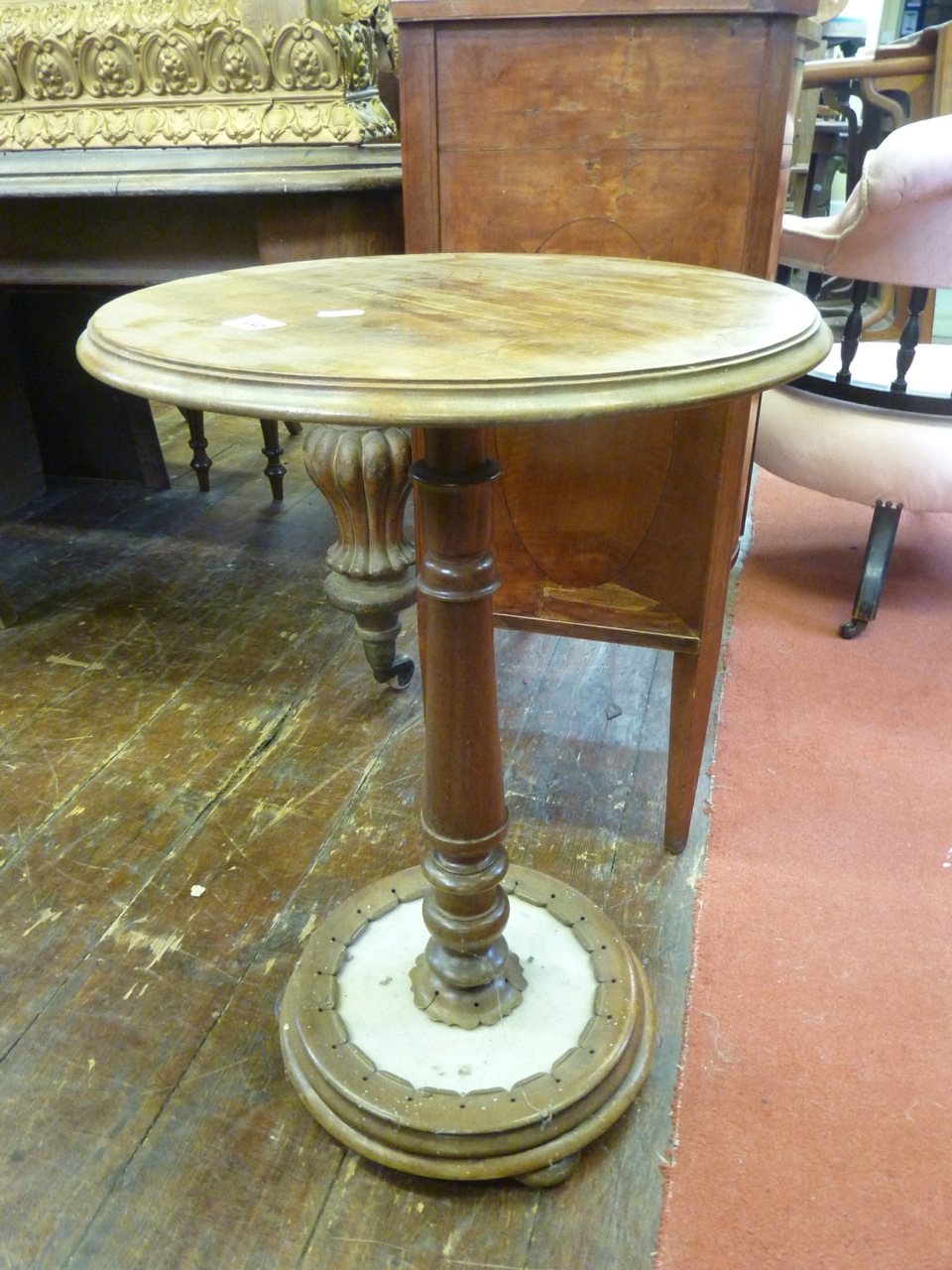 A mid Victorian mahogany occasional table, the circular top raised on a turned pillar and base, - Image 2 of 2