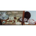 A Coronaware jug and basin set with chinoiserie decoration, a Victorian cheese dish and stand of