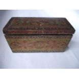 A Kashmir timber caddy/box of rectangular form with elaborately detailed hand painted floral and