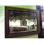 A 20th century wall hanging pub/brewery advertising mirror, the bevelled plate with text