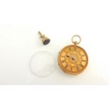 An 18ct gold open-faced pocket watch, 19th century, the dial with engraved floral details and