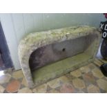 A good example of a limestone D-end trough, 106cm long x 55cm wide x 26cm deep approximately