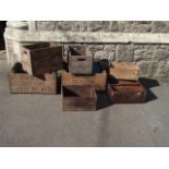 One lot of vintage wooden crates of varying size with printed lettering advertising Sunlight soap,