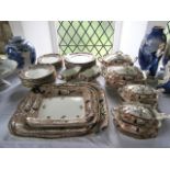 A quantity of late Victorian Cypress pattern dinnerwares with printed and infilled border decoration