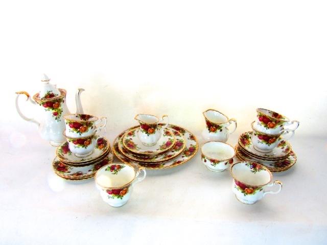 A collection of Royal Albert Old Country Roses pattern teawares including two three-tier cake