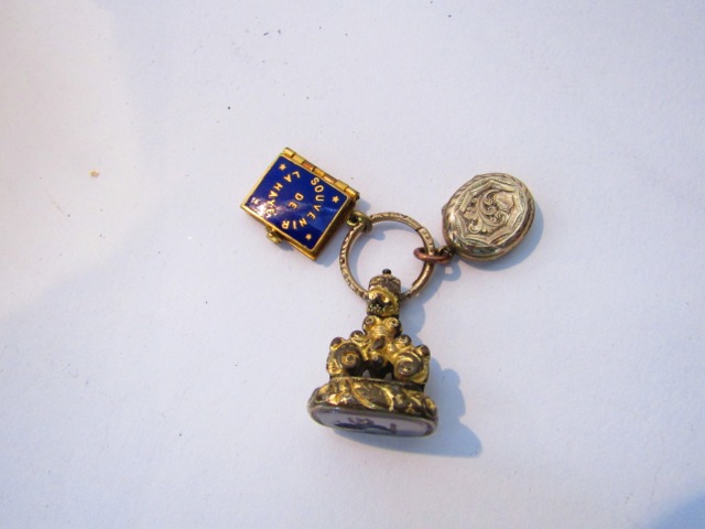 A Victorian style gold-plated fob seal pendant, inset with a carved chalcedony; a Norwegian silver - Image 3 of 4