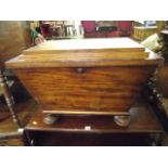 A Victorian mahogany sarcophagus shaped wine cooler with stepped rectangular top, lined interior and