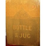 A reclaimed partially frosted glass pub door/window panel "Bottle & Jug", 94 cm x 61 cm approx.