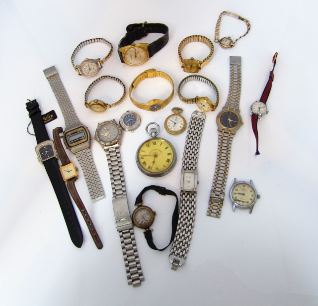 A miscellaneous collection of eleven various wristwatches, including an Ingersoll Chronograph,