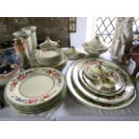 A quantity of Coalport Rosamund pattern dinner wares comprising: four oval graduated meat plates,