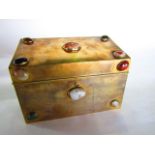 A good quality Victorian brass letter/stationery box of octagonal form with various applied polished