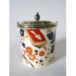 A late 19th century Ridgways Old Derby pattern biscuit barrel with printed infilled and gilded Imari