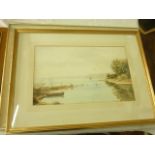 A late 19th century watercolour of a peaceful lake scene, signed bottom right C.H Poor and further