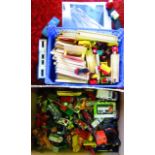 A box containing a quantity of various die cast model vehicles to include examples by Matchbox,