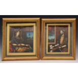 A pair of 19th century Indian portrait miniatures of rectangular form, one showing a richly