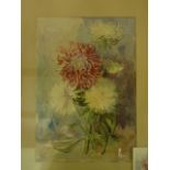 A 20th century watercolour, probably Polish, of chrysanthemums, indistinctly signed bottom left