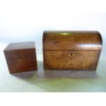A good quality 19th century dome shaped tea caddy, the exterior profusely decorated with an inlay of