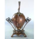 A good quality late 19th/early 20th century copper kettle on stand, the kettle of ovoid form with
