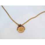 A 9ct gold swivel pendant, when spun reading "I love you", on a 9ct gold S-link necklace, 6.1g