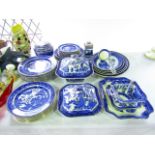 An extensive collection of early 20th century Wedgwood and Co blue and white printed willow