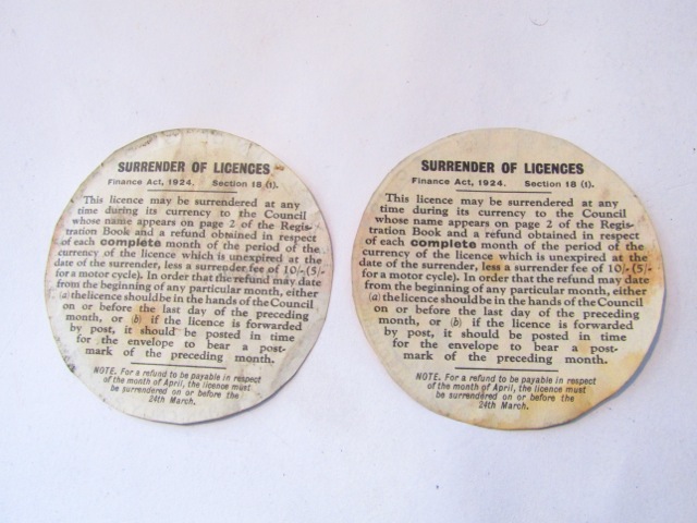 Two early road tax discs for mechanically propelled vehicles, both expiring 31st December 1934 - Image 2 of 2