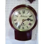 A 19th century mahogany drop dial wall clock with 8 inch dial and single train fusee movement, J W