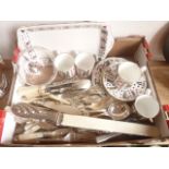 A selection of silver plated and other dinner cutlery, a worked ivory page turner with silver