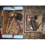 A box of miscellaneous hand tools including selection of various screwdrivers, vintage and later,