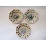 A pair of 19th century child's plates of octagonal form with black and white printed humorous