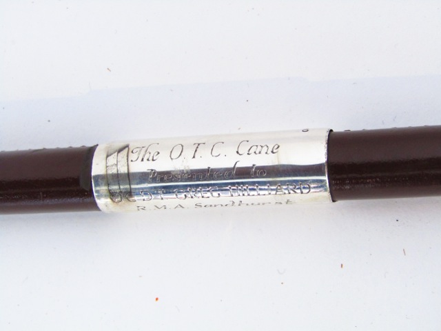 A stitched leather clad swagger stick with a silver collar marked The OCC Cane presented to OCDT - Image 3 of 4