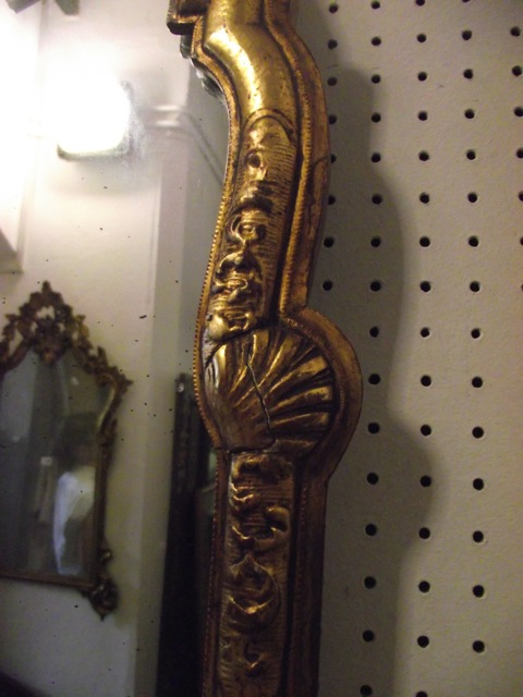 A Queen Anne style wall mirror with gilded and arched moulded frame with shell and further detail, - Image 2 of 2