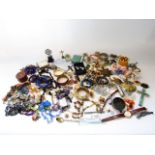 A miscellaneous collection of costume jewellery, wristwatches, compacts, etc