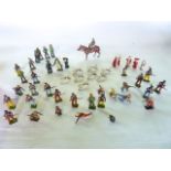 A collection of antique painted lead farmyard models, mostly by Britains to include numerous horses,