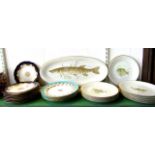 A collection of Bavarian wares all with varying printed fresh water fish decoration and
