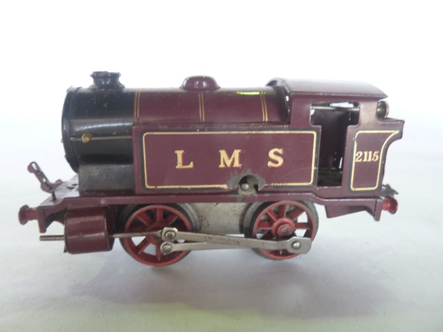 A 20th century Hornby 0 gauge LMS tank engine numbered 2115, 16 cm long approx