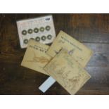 Ten Chinese brass coins with open centres, three John Player cigarette cards, Royal Air Force, Royal