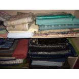 An extensive collection of textiles including remenants, partial bolts, trimmings, etc, together