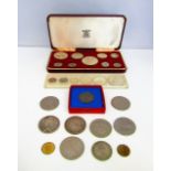 Royal mint issue set of 1966 Bahama Island coins, 5 dollars to 15 cents, 9 coins - cased, Canadian