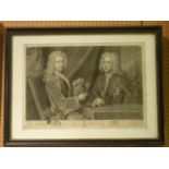 An early 18th century black and white engraving after Godfrey Kneller showing half length