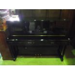 A W Hoffmann (made by C Bechstein Europe) upright iron framed and overstrung piano with polished