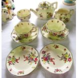 A collection of Old Leeds Spray breakfast wares, pattern number D3548 comprising teapot, jug,