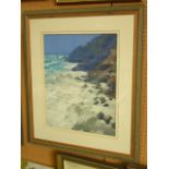 An oil painting on canvas board of an impressionistic Cornish coastal scene by Neil Pinkett,