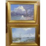 A pair of contemporary oil paintings on canvas by Mike Samson, both signed bottom left M. Samson and