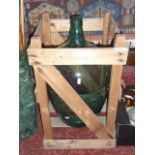 A large blue glass bottle/carboy of tapering baluster form with cylindrical neck, 50 cm tall