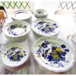 A collection of Spode Blue Bird pattern dinnerwares comprising nine dinner plates, seven dessert