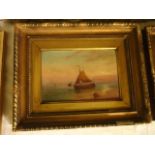 A pair of 19th century oil paintings on board, both showing coastal scenes, one with lighthouse