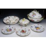 An extensive collection of Herend dinner and dessert wares all with painted floral, fruit and