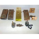 Various antique and later public facility locking door plates with apertures reading Vacant/